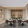 Light Luxury Modern Sales Office Lounge With Full Wall Bookshelf And Elegant Comfortable Seats