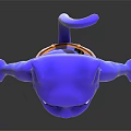Purple Cat Like Character Wearing Orange Shorts With Brown Belt 3D Model On Black Background