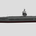 Large Military Aircraft Carrier Warship With Long Flight Deck And Tall Superstructure