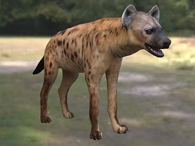 Reptile Iguana Standing In Natural Outdoor Habitat With Green Grass And Trees 3d model