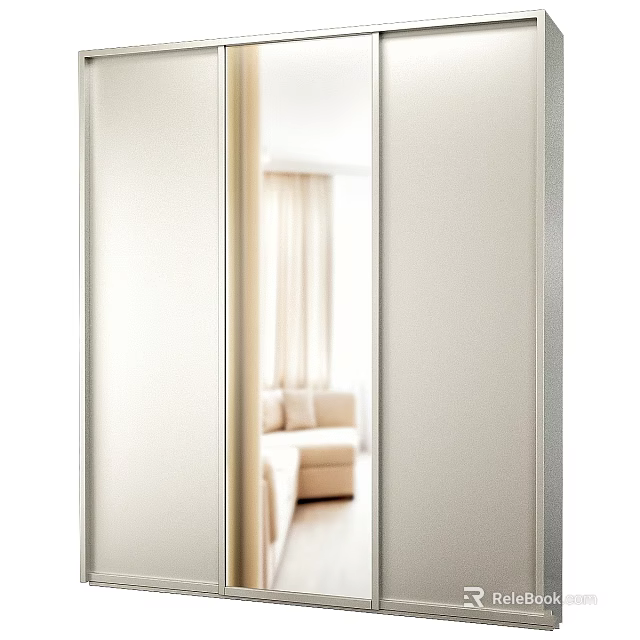 Modern Interior With Sliding Doors Bright Window And Beige Sofa 3d model 