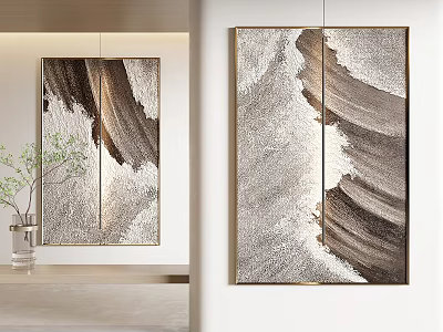 Modern Abstract Paintings With Textured Neutral Tones For Wall Art Interior Decor 3d model