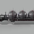 Futuristic Sci Fi Vessel With Three Spherical Modules And Antennas 3d model