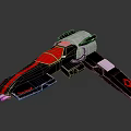Futuristic 3D Weapon Model With Black Red Silver Color And Streamlined Wing Like Structure 3d model