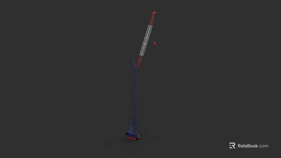 Industrial Tower Crane With Extended Boom And Stable Base For Construction Sites 3d model 