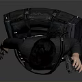Woman In Black Tactical Outfit Holding Two Guns Wearing Sunglasses Against Gray Background