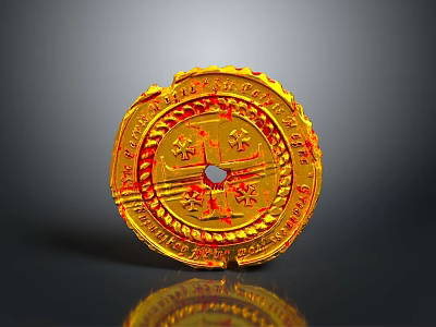 Golden Circular Decorative Household Item With Intricate Patterns And Shiny Surface 3d model