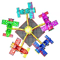 Colorful Spinning Plane Amusement Rides Featuring Multiple Seats And Vibrant Colors