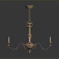 Elegant Vintage Brass Chandelier With Hanging Chain Multiple Arms And Candle Shaped Lights