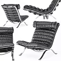 Modern Black Leather Lounge Chair With Metal Frame And Comfortable Design
