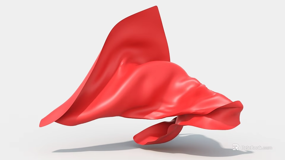 Elegant Red Silk Scarf With Soft Flowing Fabric For Daily Accessory Use 3d model 