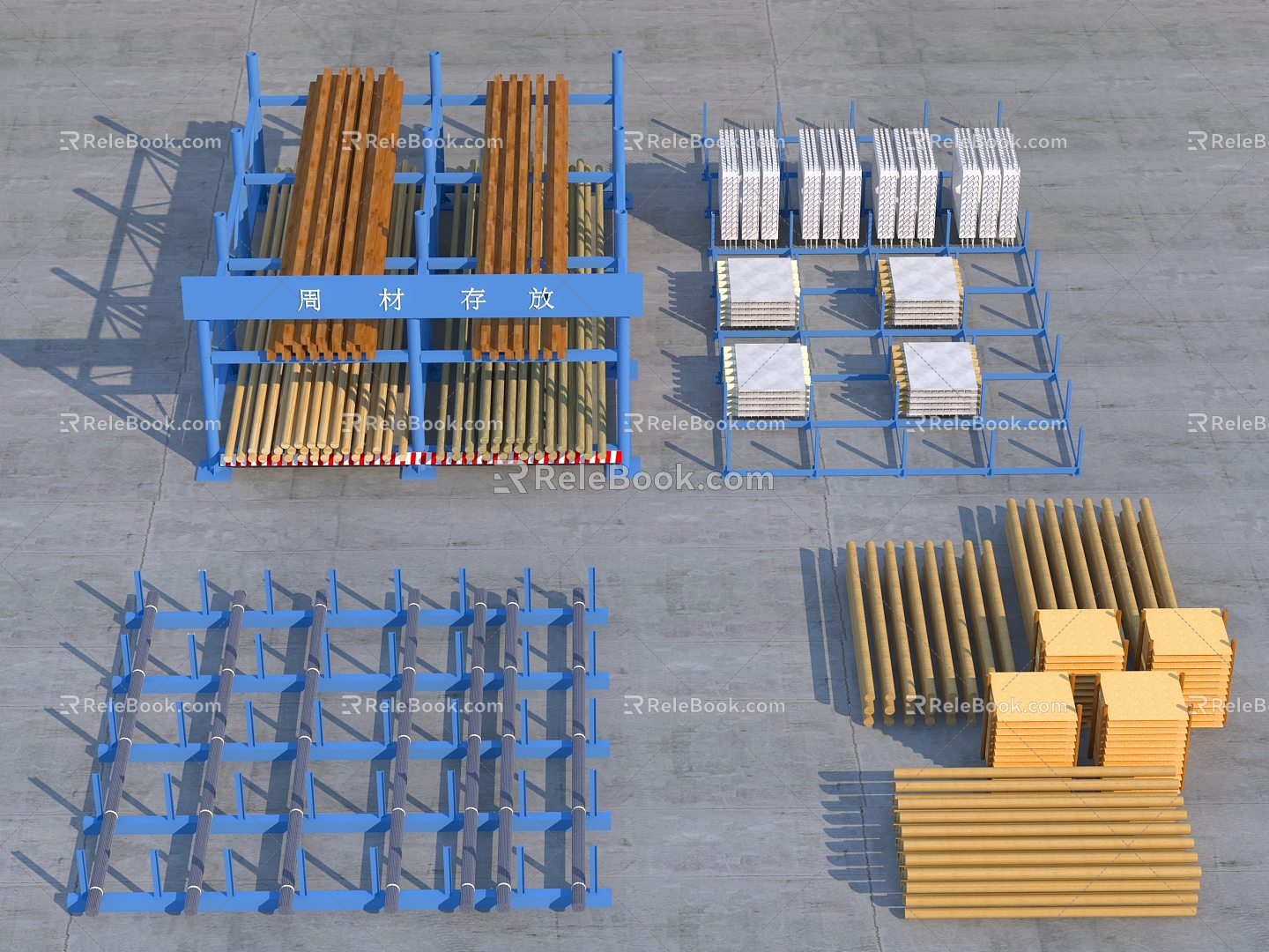 Material storage yard construction site 3d model