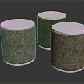 Decorative Cylindrical Stools With White Top And Stone Tile Sides In Brown Black Gray