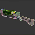 Modern Tactical Weapon With Metallic Structure Green Yellow Components And Hole Design 3d model