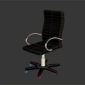 Black Modern Office Chair With Silver Armrests And Caster Base Design