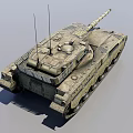Military Tank With Heavy Armored Body Long Barrel Cannon And Tracked Chassis