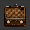 Vintage Electronic Radio Featuring Wooden Case Knobs Dial And Antenna
