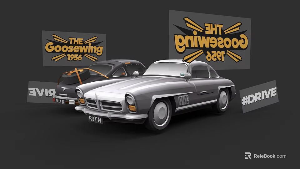 The Goosewing 1939 and 1956 Vintage Classic Cars 3D Rendered 3d model 