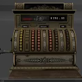 Vintage Commercial Cash Register Old Fashioned Design with Decorative Brass Accents Digital Display Classic Buttons