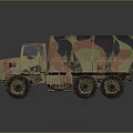 Heavy Duty Military Truck Featuring Camouflage Paint Canvas Cover And Multiple Wheels