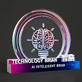 AI Intelligent Brain Art Installation With Brain Lightbulb Design And Colorful Glow