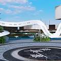 COCO City 2025 Landscape With Curved White Structure Green Plants And Circular Pavement