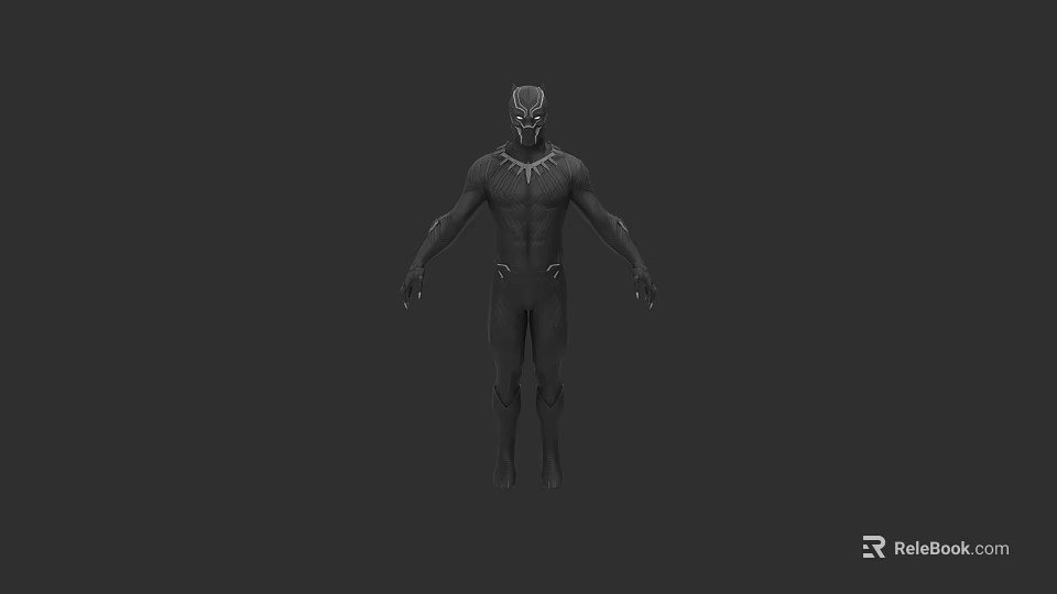 3D Rendered Superhero Game Movie Character In Black Suit Standing Pose 3d model 