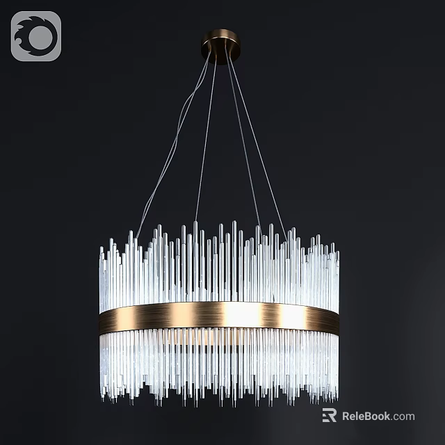 Contemporary Luxury Crystal Chandelier Design With Metal Ring On Black Background 3d model 