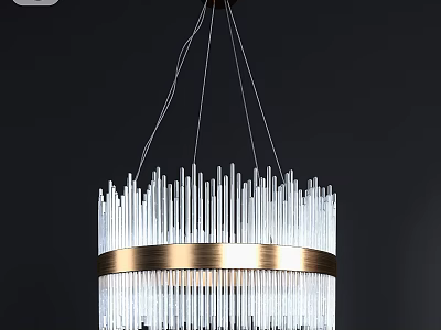 Contemporary Luxury Crystal Chandelier Design With Metal Ring On Black Background 3d model