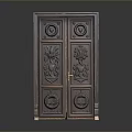 Carved Wooden Door With Intricate Floral Patterns And Decorative Design Details