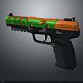 Stylish Orange Green Camouflage Pistol With Black Grip And Tactical Design