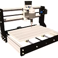 Desktop CNC Router Machine With Black Frame And White Worktable For Carving 3d model