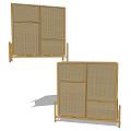Modern Wooden Sideboard with Rattan Grid Design and Natural Storage Space
