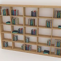 Wooden Bookshelf With Multiple Compartments Organized With Colorful Books For Home Library