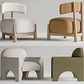 Modern Minimalist Single Sofa With Upholstered Seats Wooden Legs And Neutral Earthy Tones