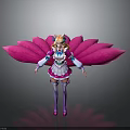 Fantasy Female Character With Cat Ears Large Pink Wings White And Pink Dress And Stockings