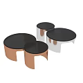 Modern Round Dining Table With Black Tabletop And Copper Silver Legs 3d model