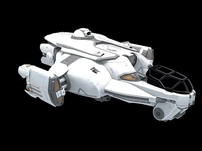 Futuristic White Spaceship Weapon With Cockpit Engines And Armored Structure 3d model