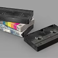 Classic Digital VHS Video Cassettes Stacked With Colorful Case And Black Design