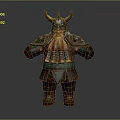 Fantasy Dwarf Game And Movie Character With Horned Helmet Long Beard And Armored Outfit