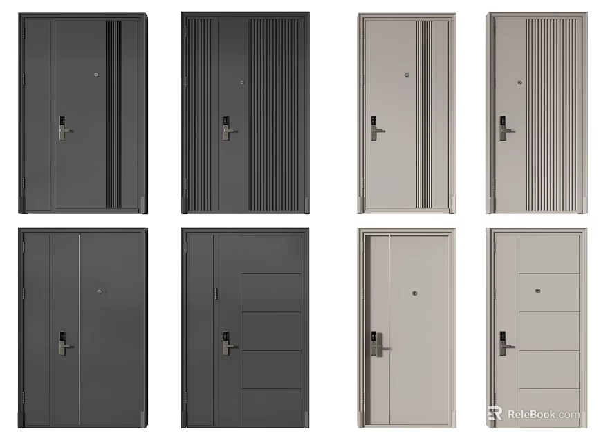 Modern Security Doors With Various Panel Designs For Home Safety And Style 3d model