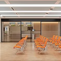 Hospital Clinic Waiting Area With Orange Seats And Cabinets