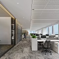 Contemporary Public Office Interior With Open Layout Desks Computers Green Plants And Natural Light