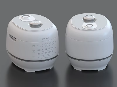 Two Modern White Electric Rice Cookers With Control Panels And Buttons 3d model