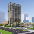 Contemporary High Rise Hotel Building With Glass Curtain Wall And Urban Landscaping