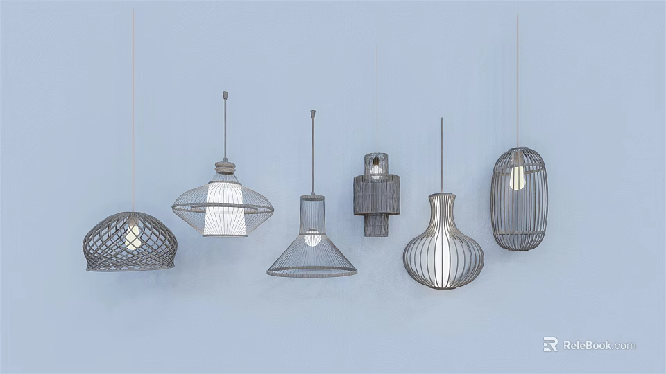 Stylish Pendant Lights With Various Modern Designs And Hanging Structures 3d model