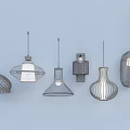 Stylish Pendant Lights With Various Modern Designs And Hanging Structures 3d model