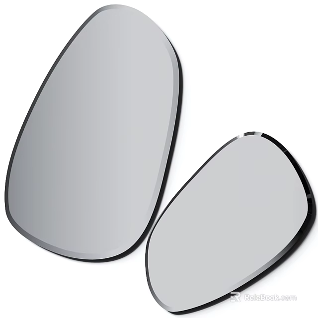 Modern Oval Shaped Mirrors With Black Frames For Home Wall Decor 3d model