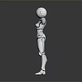 Silver Humanoid Robot With Metallic Body Standing In Shiny Pose And Arms Outstretched