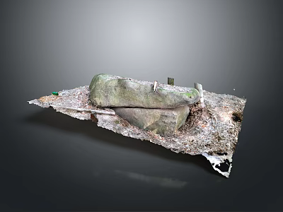 Wood and Stone Crafted Decorative Piece Featuring Natural Texture Details 3d model